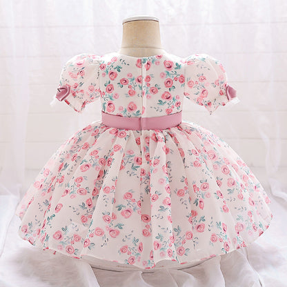 Robe de Bal à Manches Bouffantes et Froncées Pour Demoiselled'Honneur