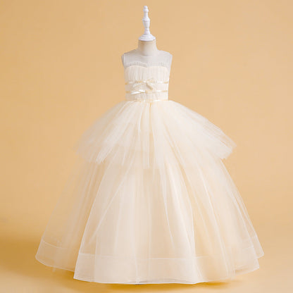 Robe de Bal à Encolure Dégagée Sans Manches et à Volants Pour Demoiselled'Honneur