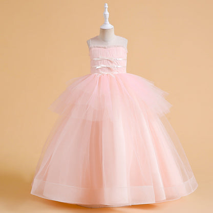 Robe de Bal à Encolure Dégagée Sans Manches et à Volants Pour Demoiselled'Honneur