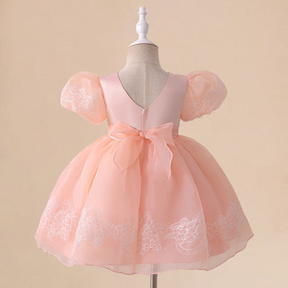 Robe de Bal à Manches Bouffantes et Dentelle Pour Demoiselled'Honneur