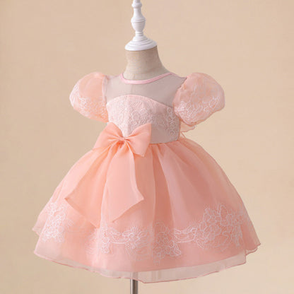 Robe de Bal à Manches Bouffantes et Dentelle Pour Demoiselled'Honneur
