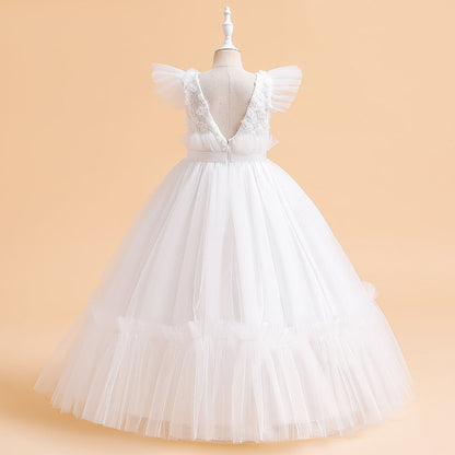 Robe de Bal à Manches Volantées et Ceinture Pour Demoiselled'Honneur