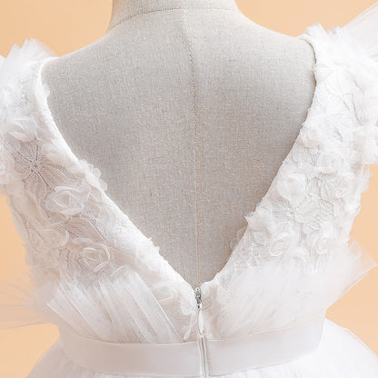 Robe de Bal à Manches Volantées et Ceinture Pour Demoiselled'Honneur