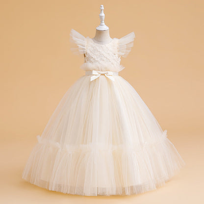 Robe de Bal à Manches Volantées et Ceinture Pour Demoiselled'Honneur