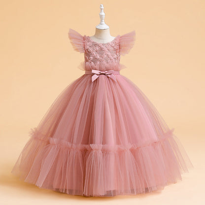 Robe de Bal à Manches Volantées et Ceinture Pour Demoiselled'Honneur