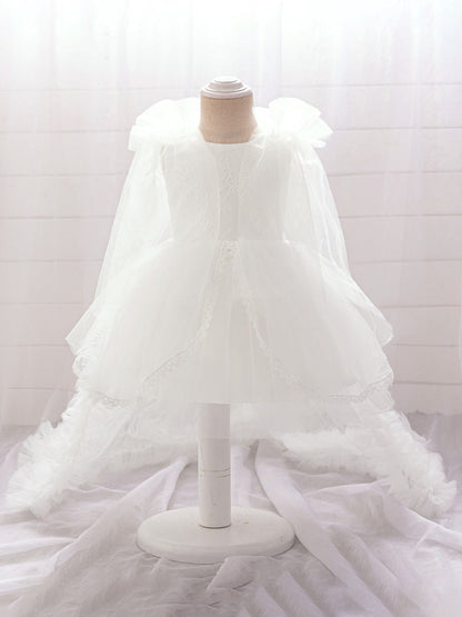Robe de Bal à Encolure Dégagée Sans Manches en Dentelle Pour Fille