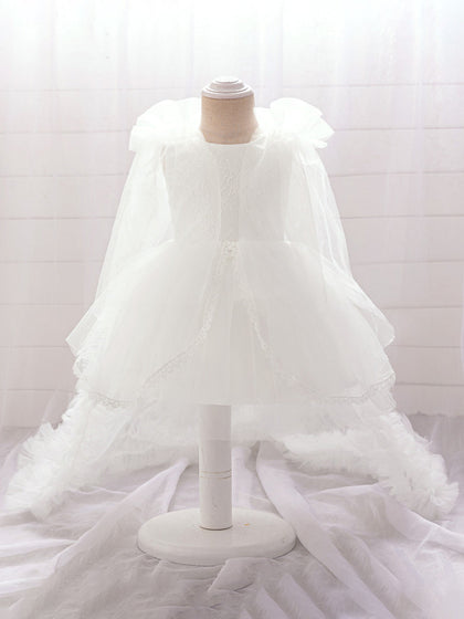 Robe de Bal à Encolure Dégagée Sans Manches en Dentelle Pour Fille