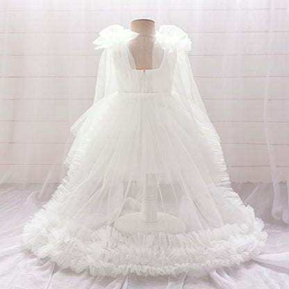 Robe de Bal à Encolure Dégagée Sans Manches en Dentelle Pour Fille