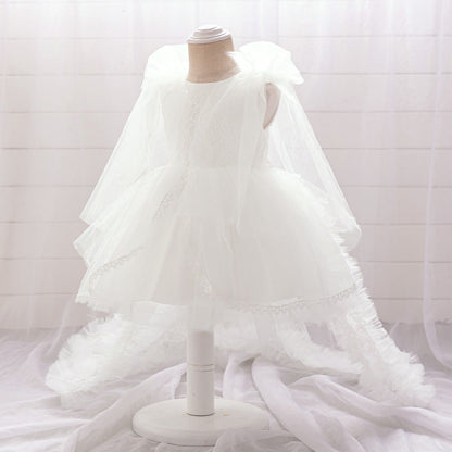 Robe de Bal à Encolure Dégagée Sans Manches en Dentelle Pour Fille