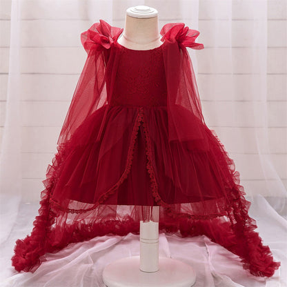Robe de Bal à Encolure Dégagée Sans Manches en Dentelle Pour Fille