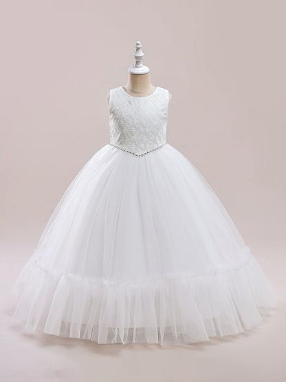 Robe de Bal à Encolure Dégagée et Sans Manches avec Ceinture Pour Demoiselled'Honneur