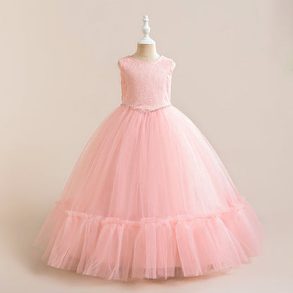 Robe de Bal à Encolure Dégagée et Sans Manches avec Ceinture Pour Demoiselled'Honneur