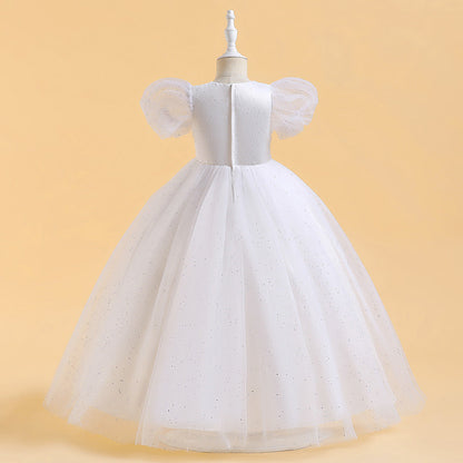 Robe de Bal à Manches Bouffantes et Paillettes Pour Demoiselled'Honneur