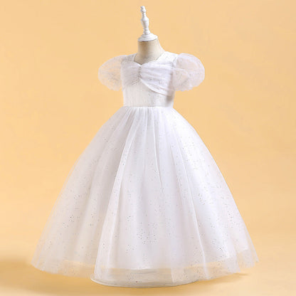 Robe de Bal à Manches Bouffantes et Paillettes Pour Demoiselled'Honneur