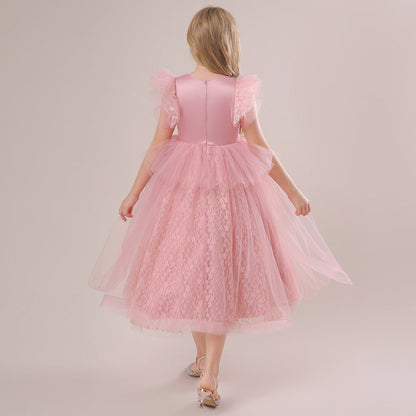 Robe de Bal à Manches Volantées et Paillettes Pour Demoiselled'Honneur