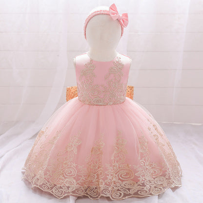 Robe de Bal à Encolure Dégagée Sans Manches en Dentelle Pour Fille
