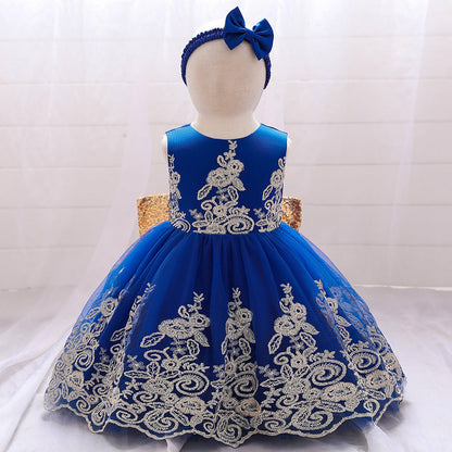 Robe de Bal à Encolure Dégagée Sans Manches en Dentelle Pour Fille