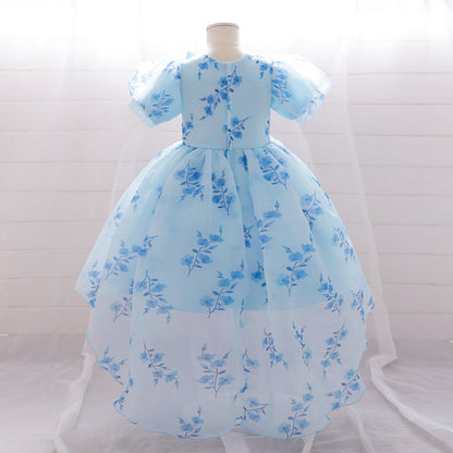 Robe de Bal à Manches Bouffantes et Froncées Pour Demoiselled'Honneur