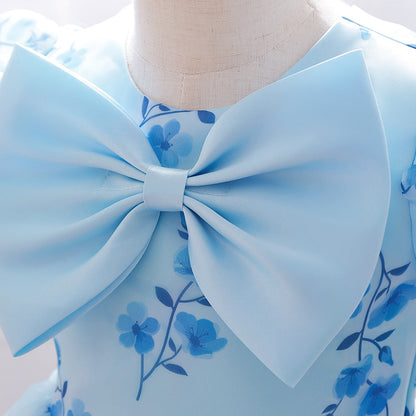 Robe de Bal à Manches Bouffantes et Froncées Pour Demoiselled'Honneur