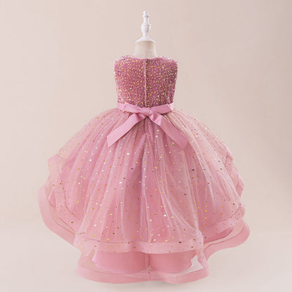 Robe de Bal à Encolure Dégagée Sans Manches et à Volants Pour Demoiselled'Honneur