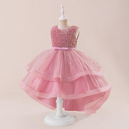 Robe de Bal à Encolure Dégagée Sans Manches et à Volants Pour Demoiselled'Honneur