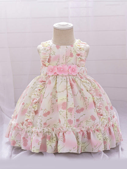 Robe de Bal à Encolure Dégagée et Sans Manches à Volants Pour Demoiselled'Honneur