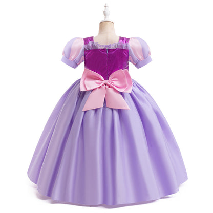 Robe de Bal à Manches Bouffantes et Appliques Pour Demoiselled'Honneur