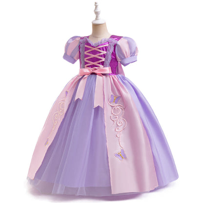 Robe de Bal à Manches Bouffantes et Appliques Pour Demoiselled'Honneur