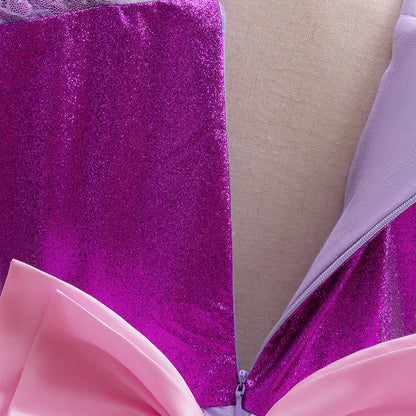 Robe de Bal à Manches Bouffantes et Appliques Pour Demoiselled'Honneur