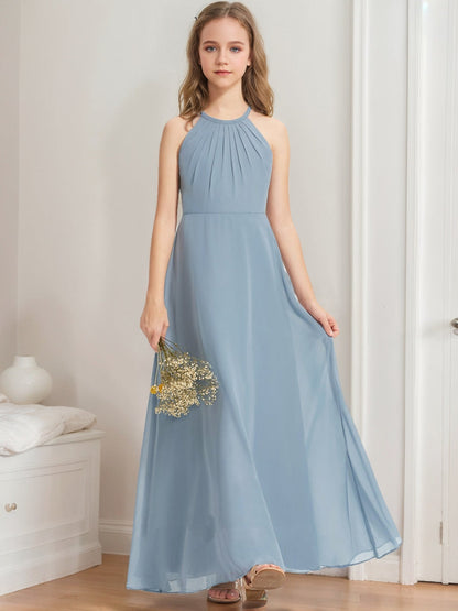 Robes de Demoiselled'Honneur Junior à Volants, Coupe A-Line/Princesse, Dos Nu, Sans Manches