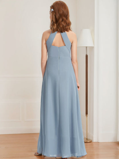 Robes de Demoiselled'Honneur Junior à Volants, Coupe A-Line/Princesse, Dos Nu, Sans Manches