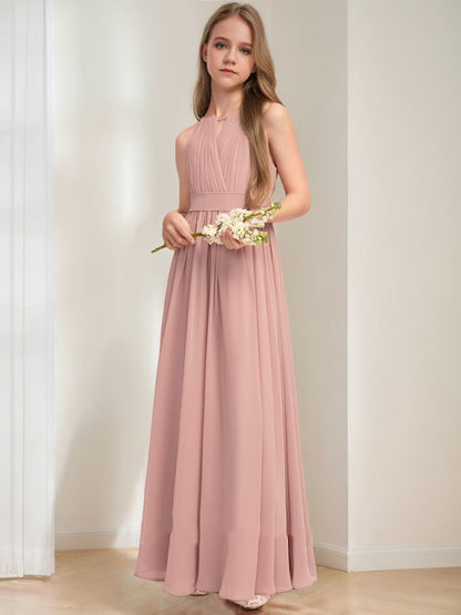 Robes de Demoiselled'Honneur Junior, Coupe A-Line/Princesse, Dos Nu, Sans Manches avec Nœud