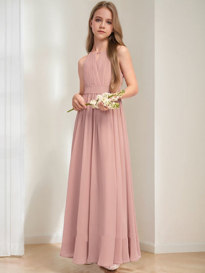 Robes de Demoiselled'Honneur Junior, Coupe A-Line/Princesse, Dos Nu, Sans Manches avec Nœud