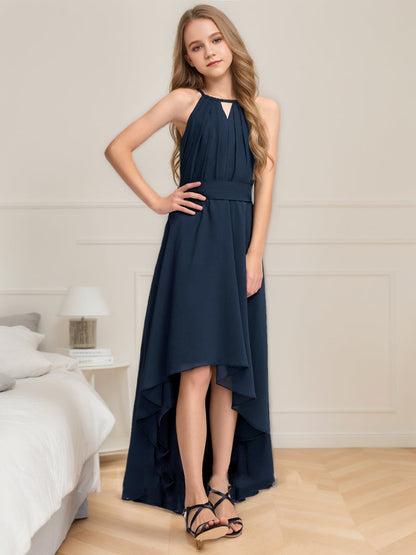Robes de Demoiselled'Honneur Junior à Volants, Coupe A-Line/Princesse, Dos Nu, Sans Manches