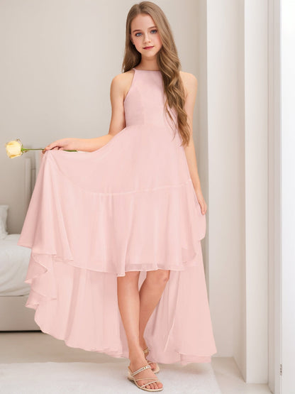 Robes de Demoiselled'Honneur Junior à Volants, Coupe A-Line/Princesse, Dos Nu, Sans Manches