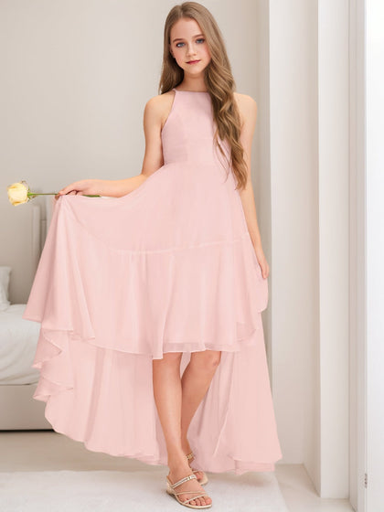 Robes de Demoiselled'Honneur Junior à Volants, Coupe A-Line/Princesse, Dos Nu, Sans Manches