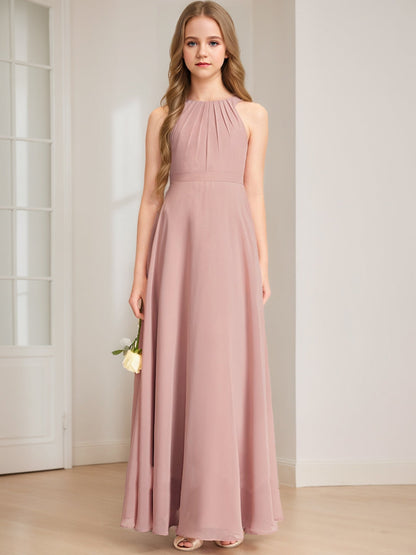 Robes de Demoiselled'Honneur Junior à Plis, Coupe A-Line/Princesse, Dos Nu, Sans Manches