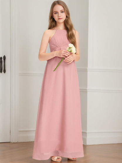 Robes de Demoiselled'Honneur Junior à Volants, Coupe A-Line/Princesse, Dos Nu, Sans Manches