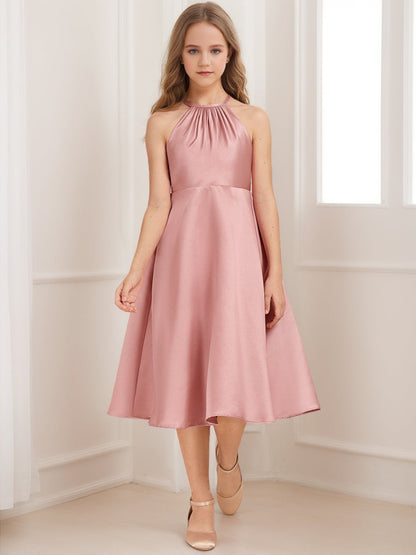 Robes de Demoiselled'Honneur Junior à Volants, Coupe A-Line/Princesse, Dos Nu, Sans Manches