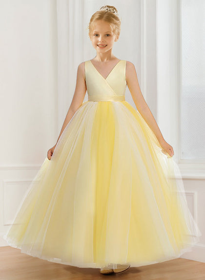Robes de Demoiselled'Honneur en Tulle, Coupe A-Line/Princesse, Col en V