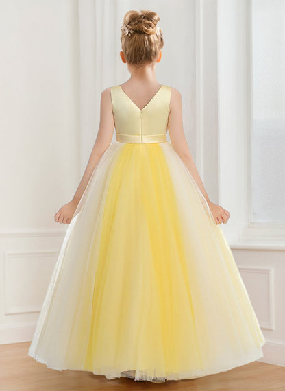 Robes de Demoiselled'Honneur en Tulle, Coupe A-Line/Princesse, Col en V
