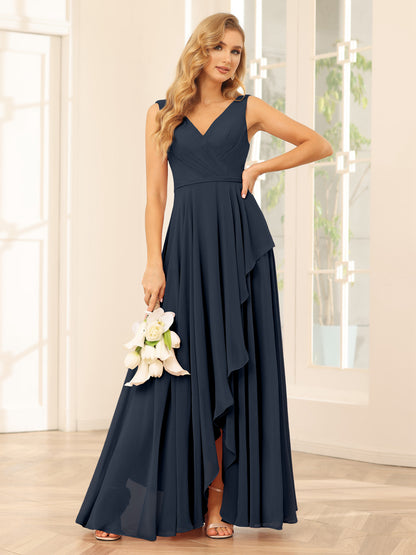 Forme Princesse Col V Asymétrique Robes de demoiselle d'honneur avec Volants