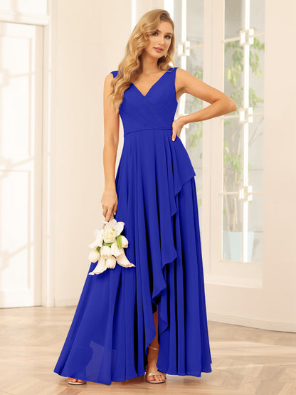 Forme Princesse Col V Asymétrique Robes de demoiselle d'honneur avec Volants