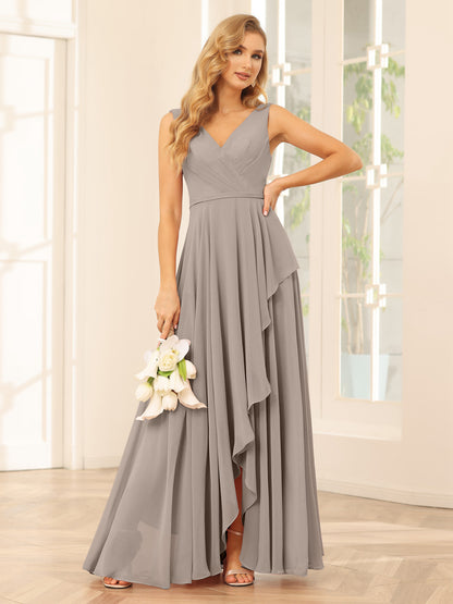 Forme Princesse Col V Asymétrique Robes de demoiselle d'honneur avec Volants