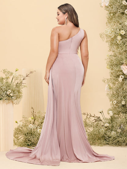 Robe Fourreau/Colonne Asymétrique, Décolleté en Cœur, Longue, Formelle, Grande Taille avec Fente Sur le Côté