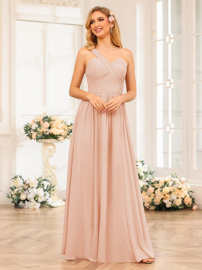 Forme Princesse Une épaule Longue Robes de soirée de mariage avec Côté fendu