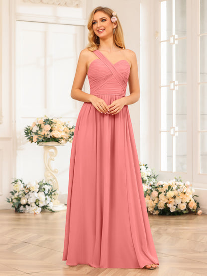 Forme Princesse Une épaule Longue Robes de soirée de mariage avec Côté fendu
