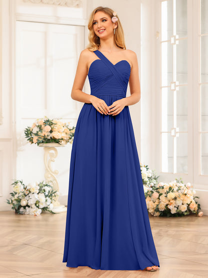 Forme Princesse Une épaule Longue Robes de soirée de mariage avec Côté fendu