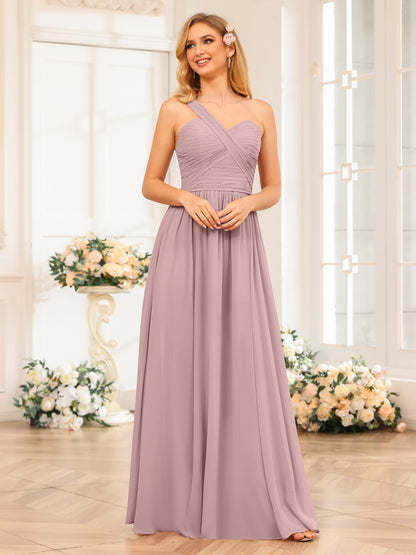 Forme Princesse Une épaule Longue Robes de soirée de mariage avec Côté fendu