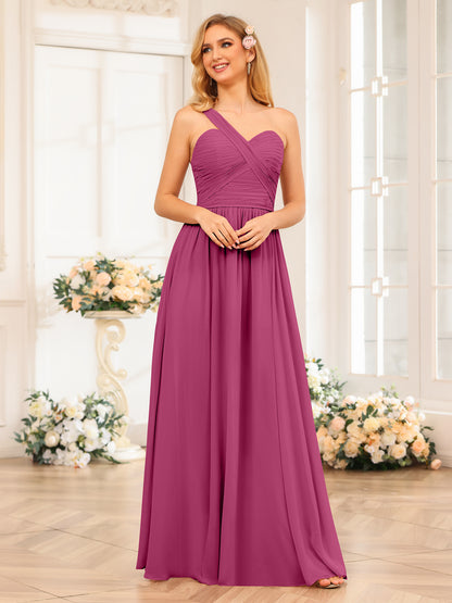 Forme Princesse Une épaule Longue Robes de soirée de mariage avec Côté fendu